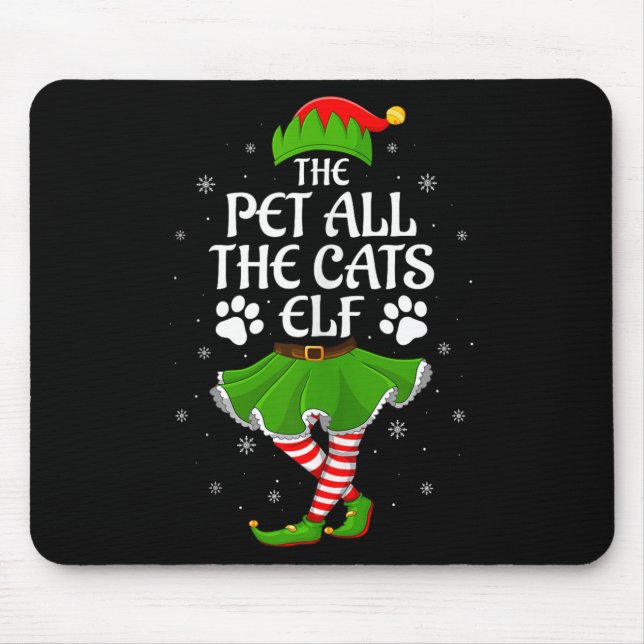 Pet All The Cats Elf Christmas Girls Women Elf Squ Mouse Pad (Front)