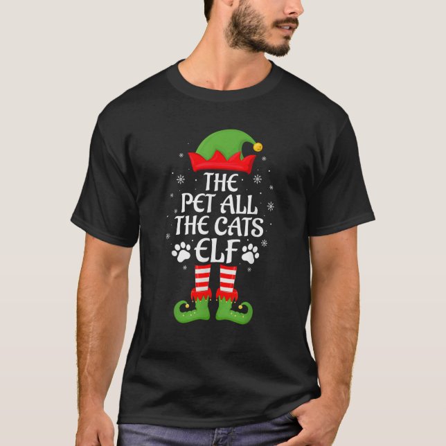 Pet All The Cats Elf Family Matching Elf Squad Chr T-Shirt (Front)