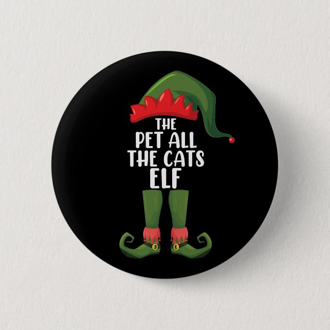 Pet All the Cats Elf Matching Family Christmas  2 Inch Round Button (Front)