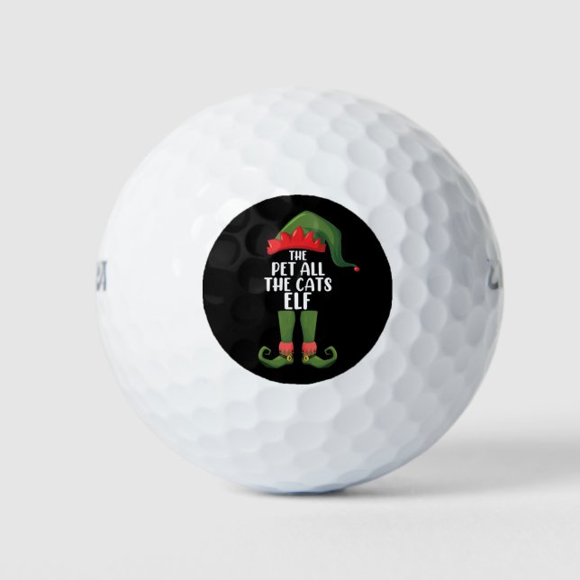 Pet All the Cats Elf Matching Family Christmas  Golf Balls (Front)