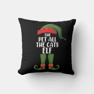 Pet All the Cats Elf Matching Family Christmas  Throw Pillow