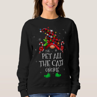 Pet All The Cats Gnome Buffalo Plaid Matching Chri Sweatshirt
