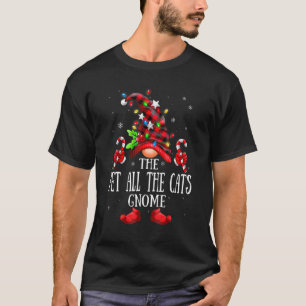 Pet All The Cats Gnome Lights Red Plaid Matching F T-Shirt