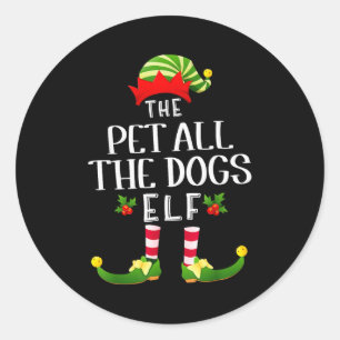 Pet All The Dogs Christmas Elf Matching Pajama X-m Classic Round Sticker