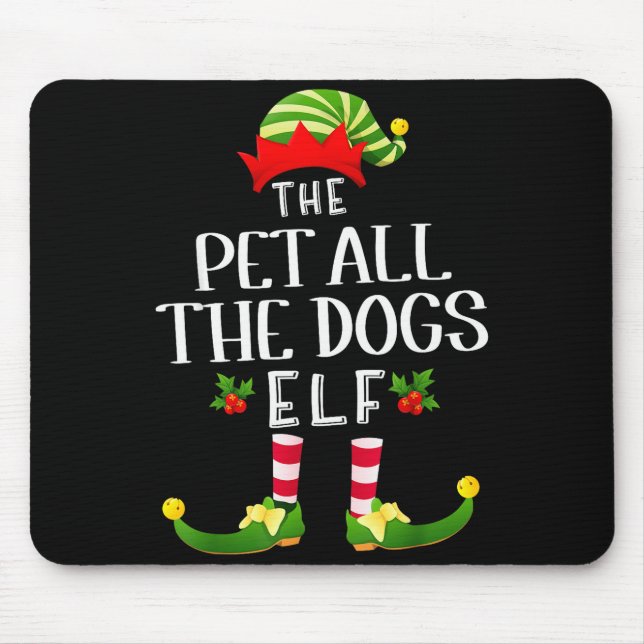 Pet All The Dogs Christmas Elf Matching Pajama X-m Mouse Pad (Front)
