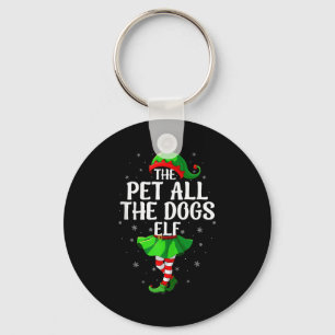 Pet All The Dogs Elf Christmas Girls Women Elf Squ Keychain