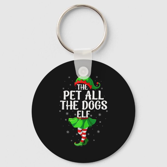 Pet All The Dogs Elf Christmas Girls Women Elf Squ Keychain (Front)