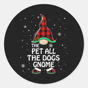 Pet All The Dogs Gnome Buffalo Plaid Family Christ Classic Round Sticker