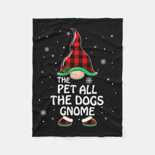 Pet All The Dogs Gnome Buffalo Plaid Family Christ Fleece Blanket