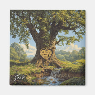 Pet and People Love Heart Names Oak Tree Memorial Magnet