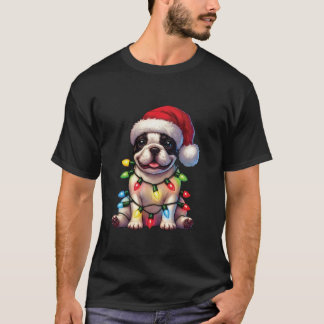 Pet Animal French bulldog Lover Santa hat Christma T-Shirt