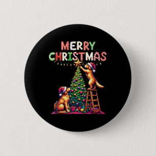 Pet Animal Golden Retriever Dogs Decorating Christ 2 Inch Round Button