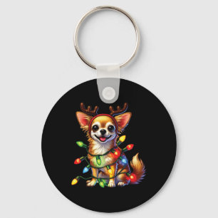Pet Animal Lovers Chihuahua Dogs Reindeer Christma Keychain