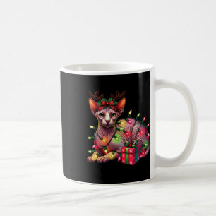 Pet Animal Lovers Cute Sphynx Cat Reindeer Antlers Coffee Mug