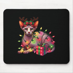 Pet Animal Lovers Cute Sphynx Cat Reindeer Antlers Mouse Pad