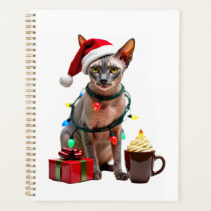 Pet Animal Lovers Cute Sphynx cat Reindeer Antlers Planner