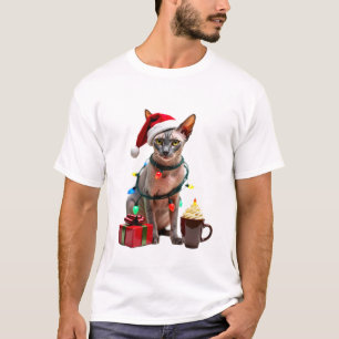 Pet Animal Lovers Cute Sphynx cat Reindeer Antlers T-Shirt