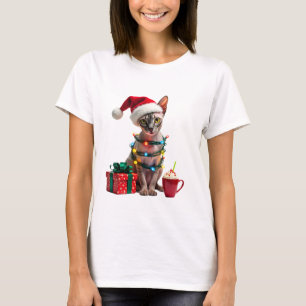 Pet Animal Lovers Cute Sphynx cat Reindeer Antlers T-Shirt