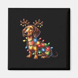 Pet Animal Lovers Dachshund Dog Reindeer Antlers C Magnet
