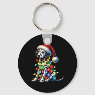 Pet Animal Lovers Dalmatian Dog Santa Hat Christma Keychain