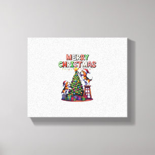 Pet Animal Lovers Xmas Beagle Dogs Decorating Chri Canvas Print