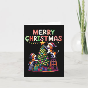 Pet Animal Lovers Xmas Beagle Dogs Decorating Chri Card