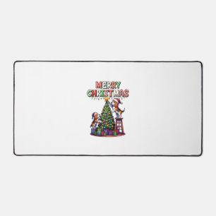 Pet Animal Lovers Xmas Beagle Dogs Decorating Chri Desk Mat