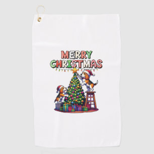 Pet Animal Lovers Xmas Beagle Dogs Decorating Chri Golf Towel