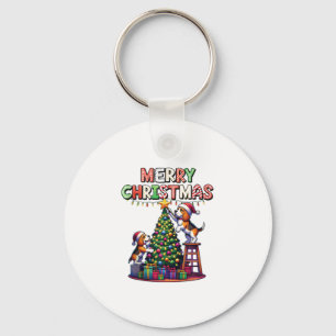 Pet Animal Lovers Xmas Beagle Dogs Decorating Chri Keychain