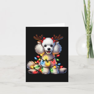 Pet Animal Lovers Xmas Poodle Dog Reindeer Christm Card