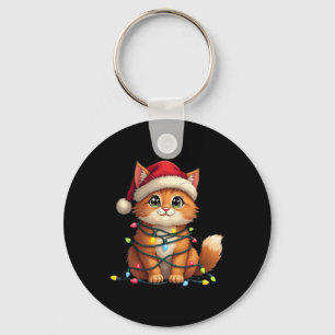 Pet Animal Ragdoll Cat Lover Santa Hat Christmas L Keychain