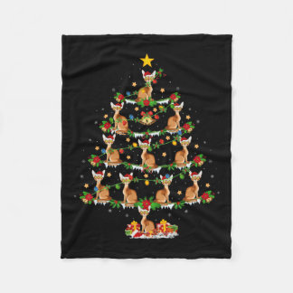 Pet Animal Xmas Lights Santa A  Fleece Blanket