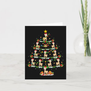Pet Animal Xmas Lights Santa Alpaca Christmas Tree Card