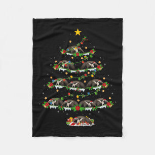 Pet Animal Xmas Lights Santa Anteater Christmas Tr Fleece Blanket