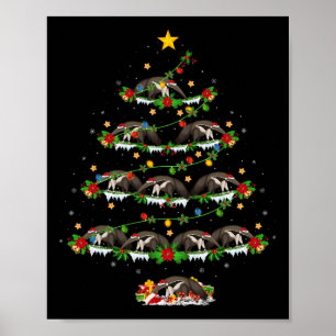 Pet Animal Xmas Lights Santa Anteater Christmas Tr Poster