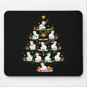 Pet Animal Xmas Lights Santa Arctic Fox Christmas Mouse Pad