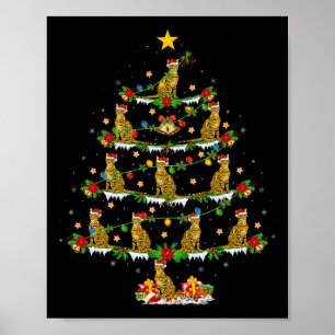 Pet Animal Xmas Lights Santa Bengal Cat Christmas  Poster