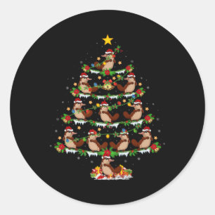 Pet Animal Xmas Lights Santa Platypus Christmas Tr Classic Round Sticker