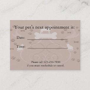 Pet  Appointment Card