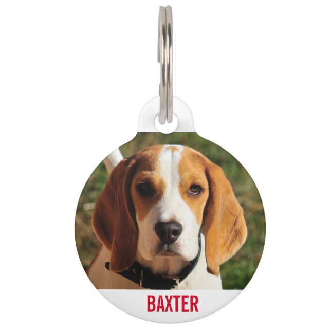 Pet Beagle Dog Photo Personalized Pet Tag (Front)