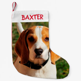 Pet Beagle Dog Photo Personalized  Small Christmas Stocking