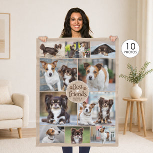 Pet Best Friends 10 Photo Collage Personalized Fleece Blanket