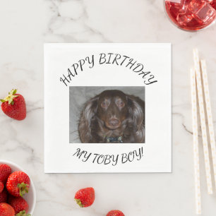 Pet Birthday Curved Photo Minimalist Design Napkin