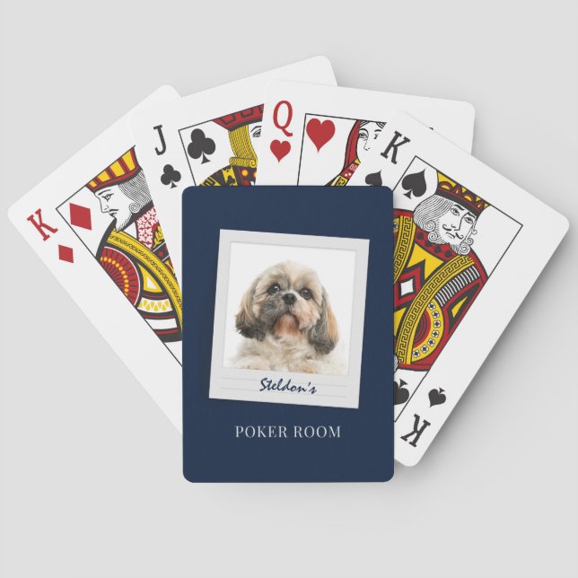 Pet Birthday Dog Photo Personalized Games Room Playing Cards (Back)