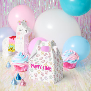 PET BIRTHDAY PARTY PAW PRINTS PAWTY TIME FAVOR BOX