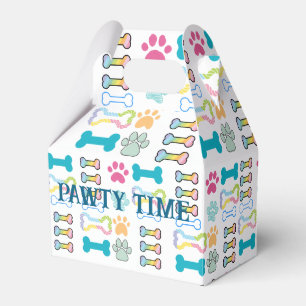 PET BIRTHDAY PAWTY TIME PASTEL BONES AND PAWS FAVOR BOX