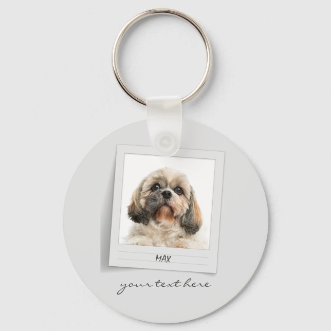 Pet Birthday Photo Frame Matching Personalized Keychain (Front)