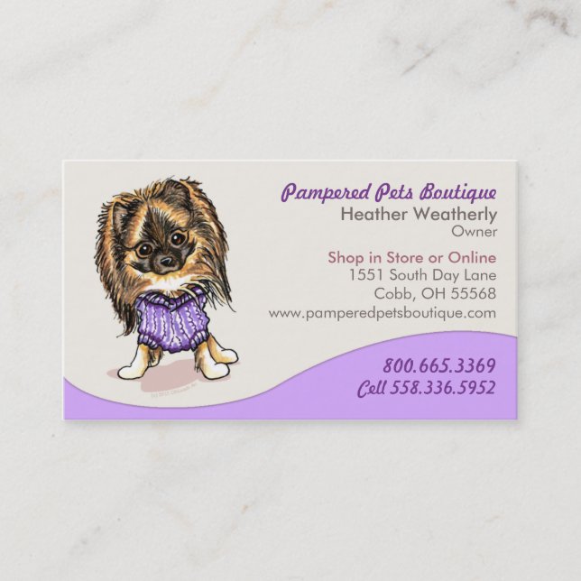 Pet Boutique Store Trendy Pomeranian Business Card (Front)