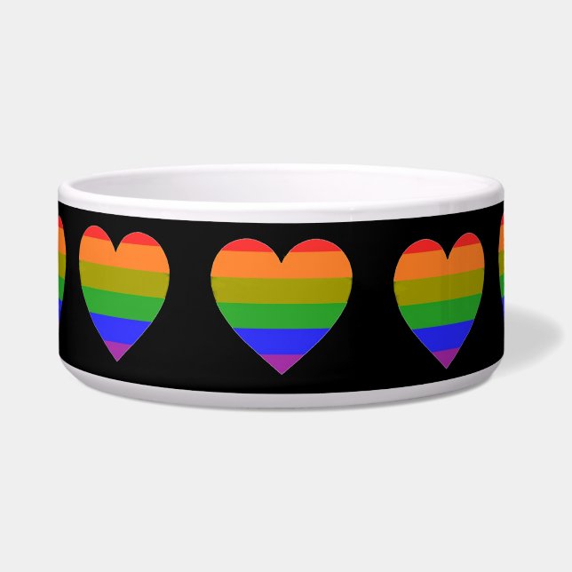 Pet Bowl Rainbow Hearts (Front)
