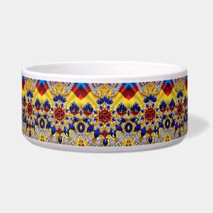 Pet Bowl with Romanian Colours Abstract Design